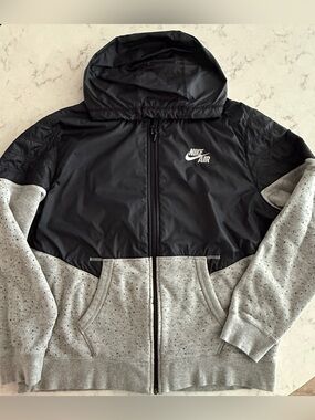 Nike Air Men’s Full Zip Hooded Jacket XL Gray Black Full Zip Speckle